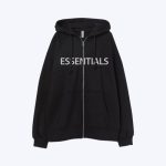 Essentials Oversized Zip Through Black Hoodie