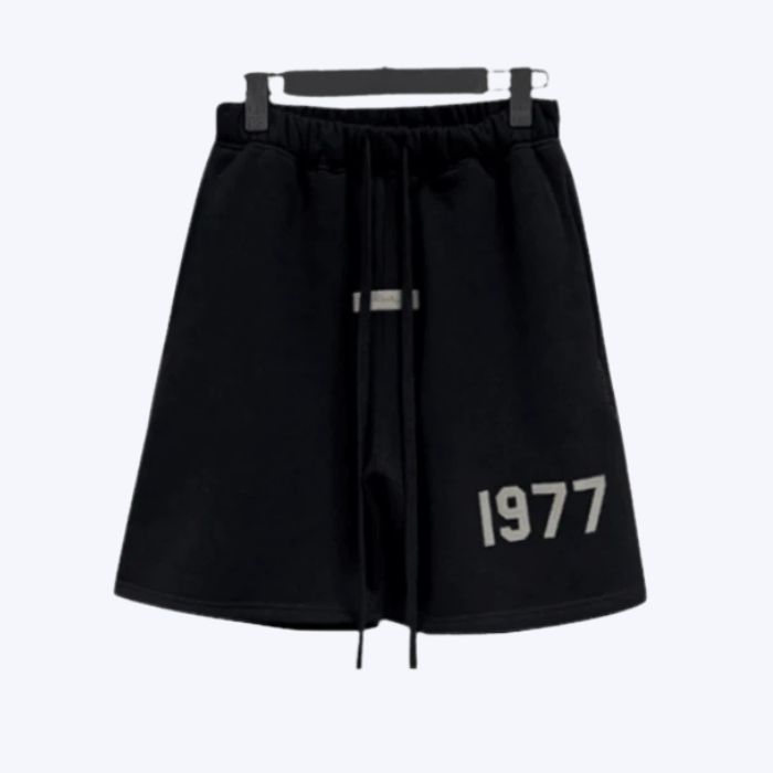 Fear of God Essentials 1977 Logo Shorts Black Fear of God Essentials 1977 Logo Shorts Black