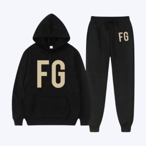 Essentials Black FG Logo Tracksuit