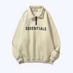ESSENTIALS Half Zipper CARL’s HoodieCoffee
