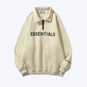 ESSENTIALS Half Zipper CARL’s HoodieCoffee