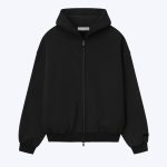 Essentials Embossed Classic Fleece Black Zip-Up Hoodie