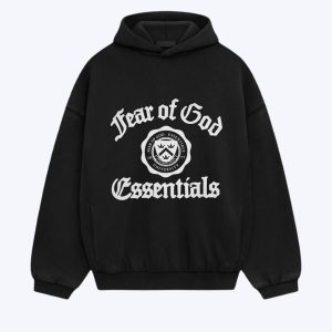 Essentials Fear of God Shrunken Black Hoodie