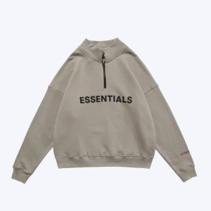 Essentials Half Zip High Collar Hoodie Loose