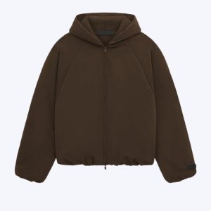 Essentials Military Nylon Hooded Brown Bomber