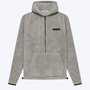Fear Of God Essentials Polar Fleece Half Zip Hoodie Oatmeal Dark