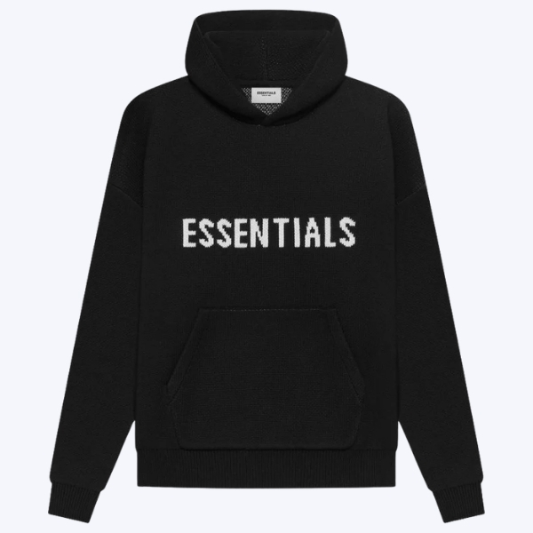 Fear of God Essentials Knit Pullover Black Hoodie Fear of God Essentials Knit Pullover Black Hoodie