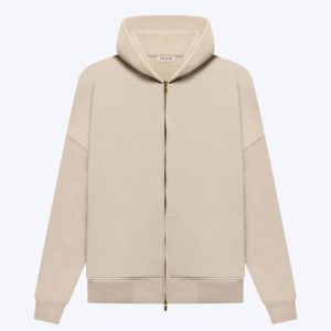 Fleece Zip Hoodie Beige Dusty