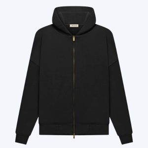 Fleece Zip Up Black Hoodie
