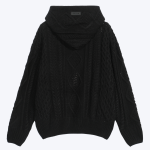 Fear Of God Essentials Cable Knit Hoodie In Jet Black Diamond Cable 1