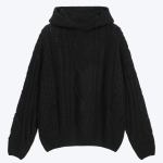 Fear Of God Essentials Cable Knit Hoodie In Jet Black Diamond Cable