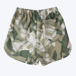 Jungle Gurl Kilikopela Shorts Green Banana Leaf Print And A Drawstring Waist. 1