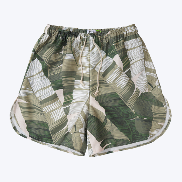 Jungle Gurl Kilikopela Shorts Green Banana Leaf Print And A Drawstring Waist Jungle Gurl Kilikopela Shorts Green Banana Leaf Print And A Drawstring Waist